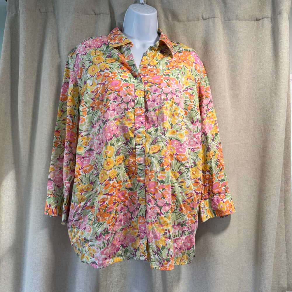Lauren Ralph Lauren Floral Button Down Blouse Top Multicolor 1X Bundle